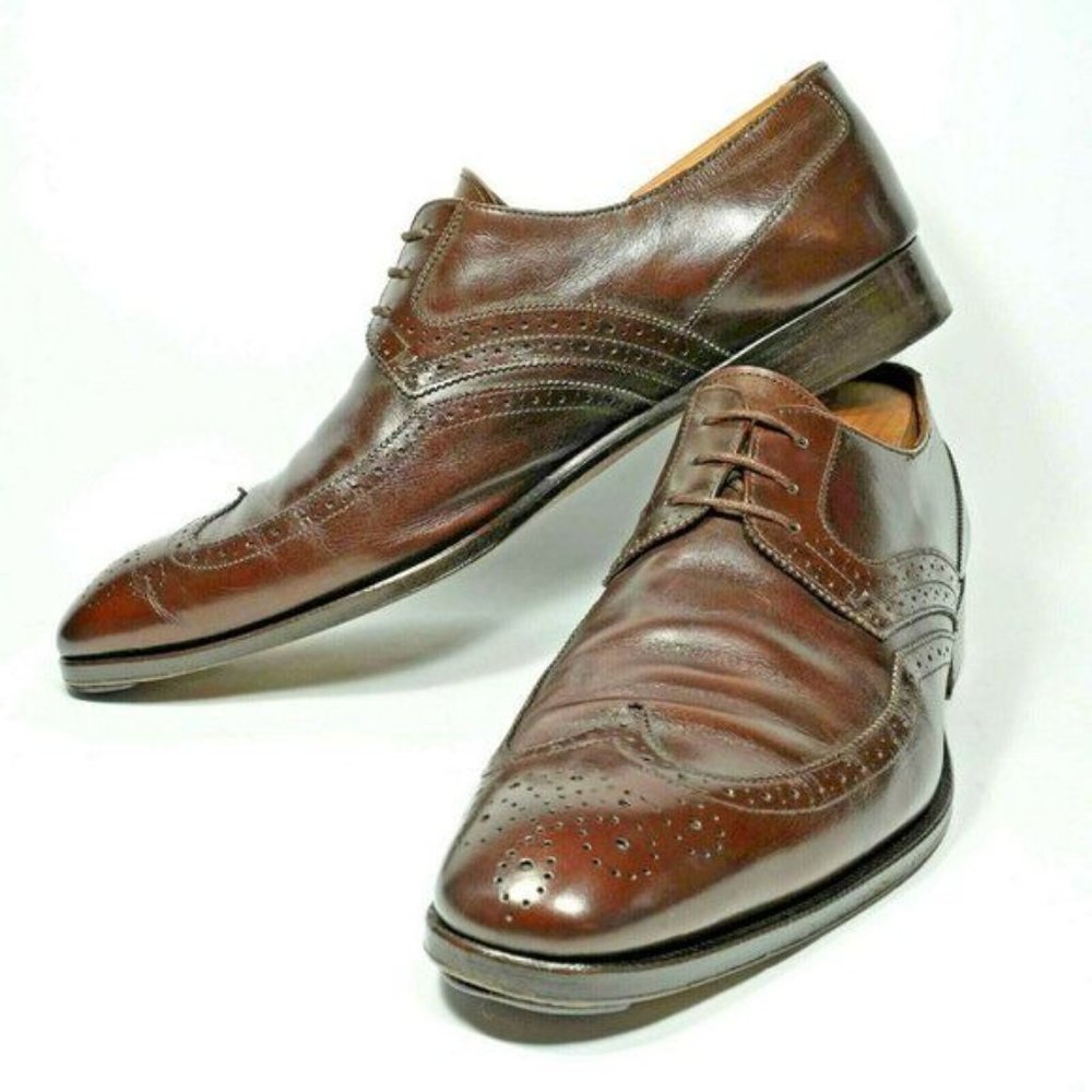 SALVATORE FERRAGAMO Lavorazione Mens 10.5 Brown Italian Designer Dress Oxfords - Picture 12 of 16